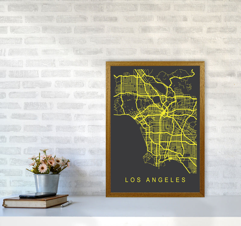 Los Angeles Map Neon Art Print by Pixy Paper A2 Print Only
