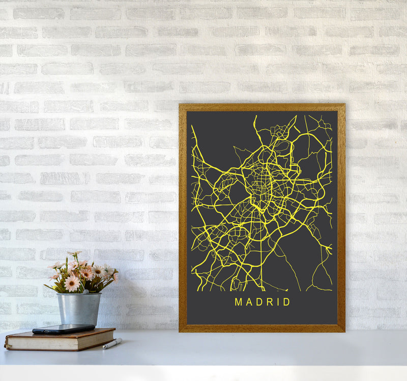 Madrid Map Neon Art Print by Pixy Paper A2 Print Only