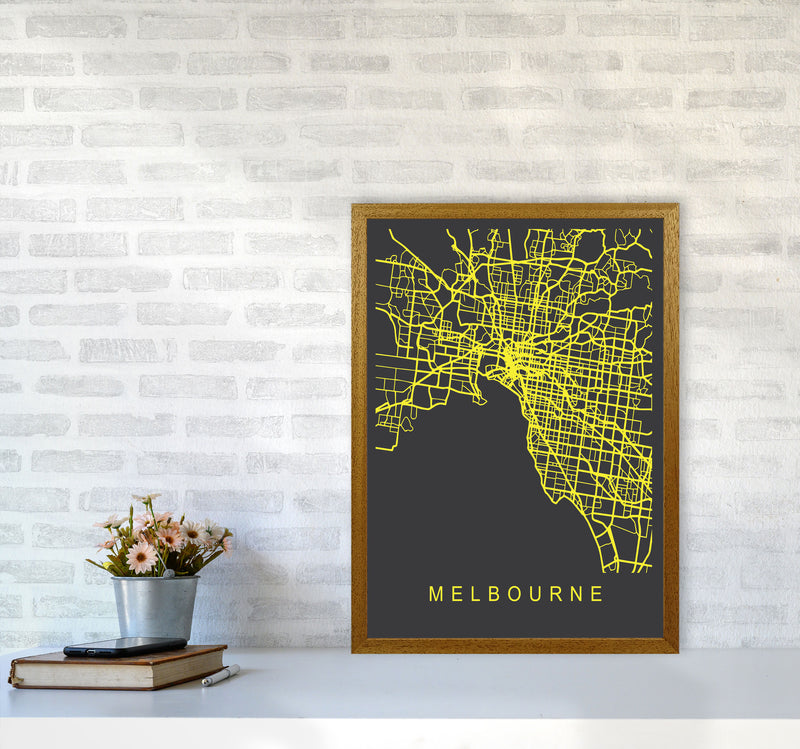 Melbourne Map Neon Art Print by Pixy Paper A2 Print Only