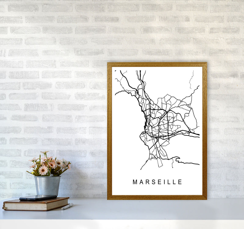 Marseille Map Art Print by Pixy Paper A2 Print Only