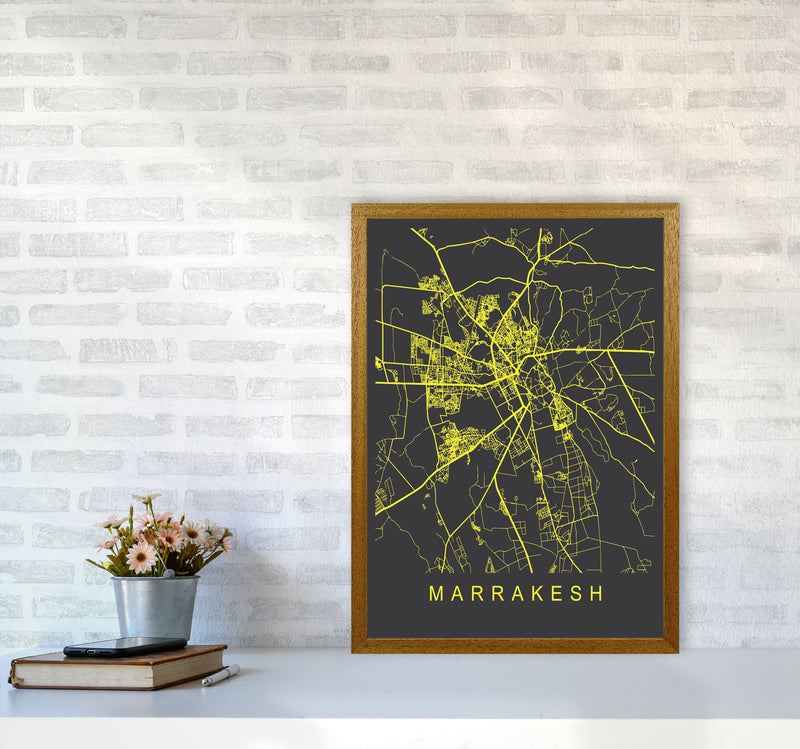 Marrakesh Map Neon Art Print by Pixy Paper A2 Print Only
