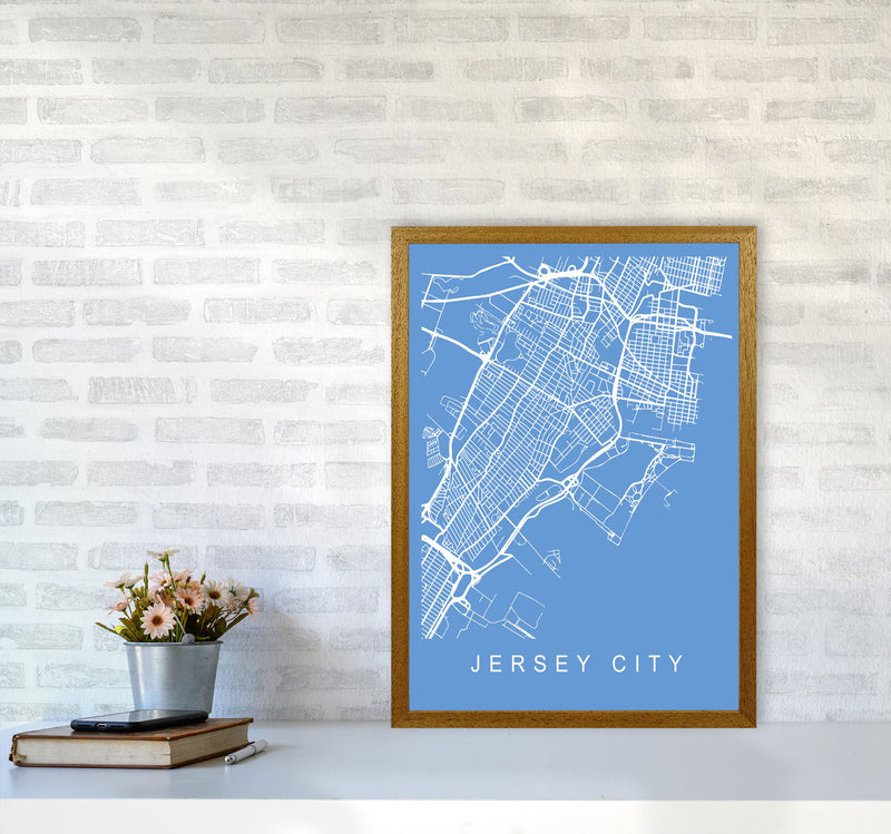 Jersey City Map Blueprint Art Print by Pixy Paper A2 Print Only