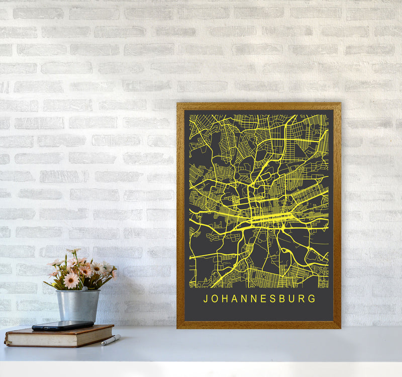 Johannesburg Map Neon Art Print by Pixy Paper A2 Print Only