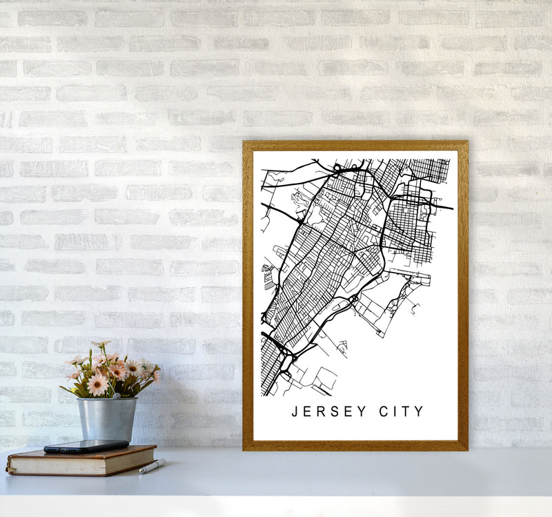 Jersey City Map Art Print by Pixy Paper A2 Print Only