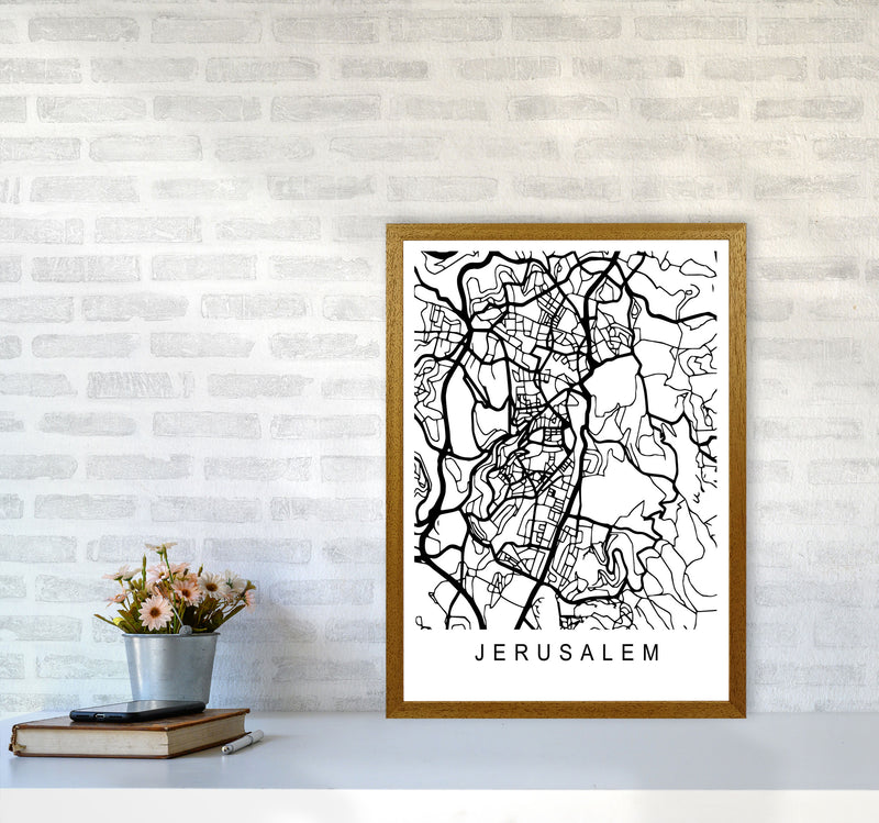 Jerusalem Map Art Print by Pixy Paper A2 Print Only
