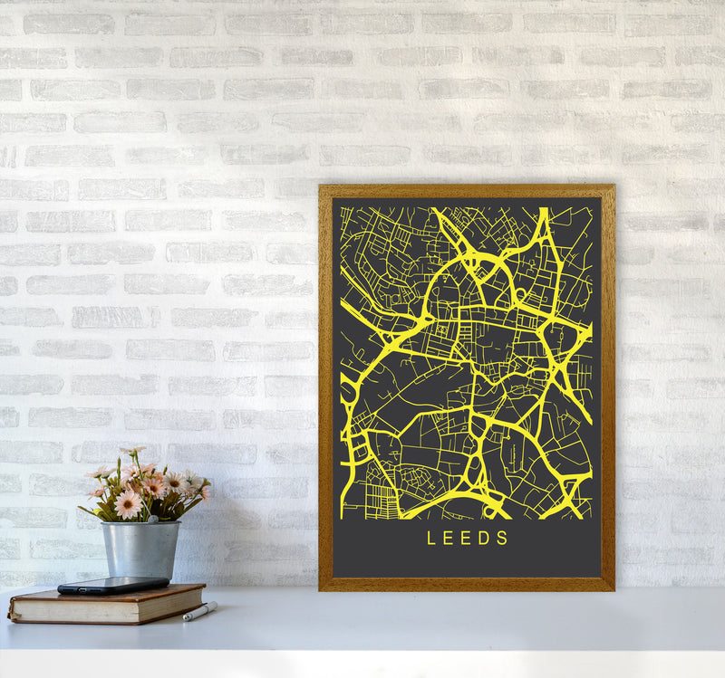 Leeds Map Neon Art Print by Pixy Paper A2 Print Only