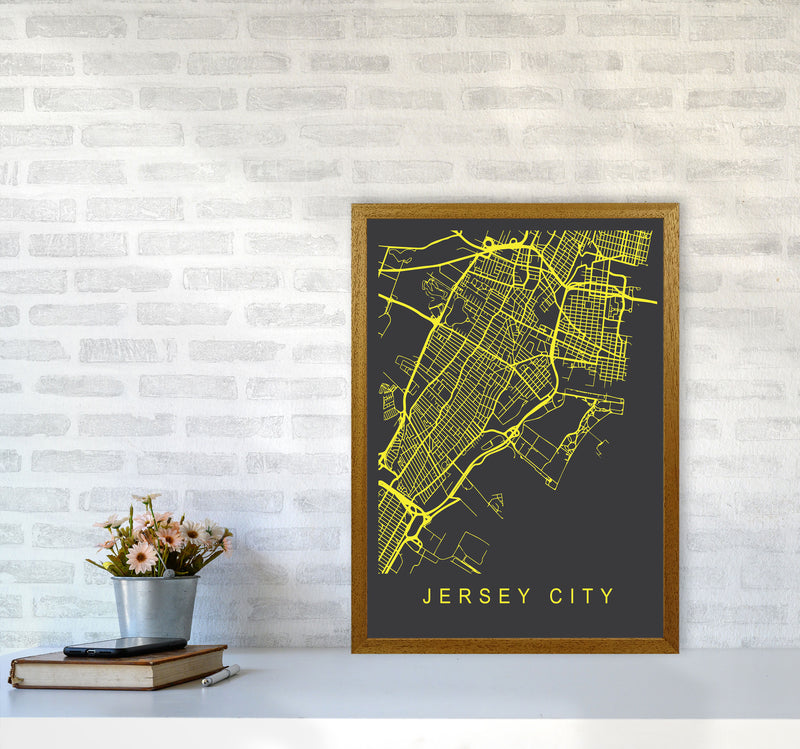 Jersey Map Neon Art Print by Pixy Paper A2 Print Only