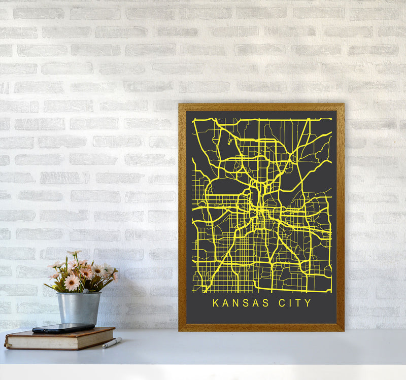 Kansas City Map Neon Art Print by Pixy Paper A2 Print Only
