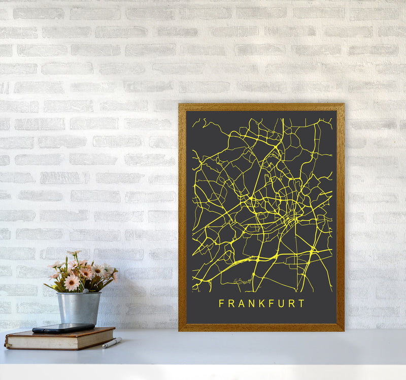 Frankfurt Map Neon Art Print by Pixy Paper A2 Print Only
