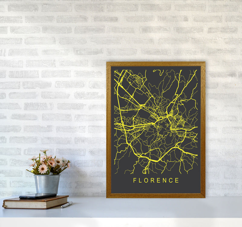 Florence Map Neon Art Print by Pixy Paper A2 Print Only