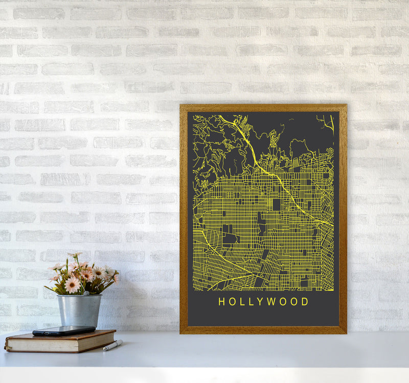 Hollywood Map Neon Art Print by Pixy Paper A2 Print Only