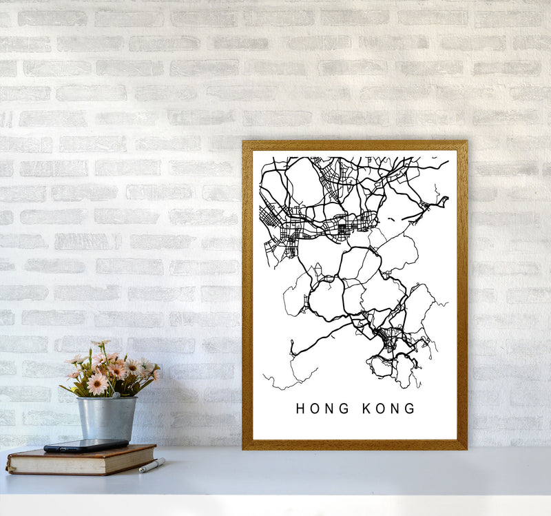 Hong Kong Map Art Print by Pixy Paper A2 Print Only
