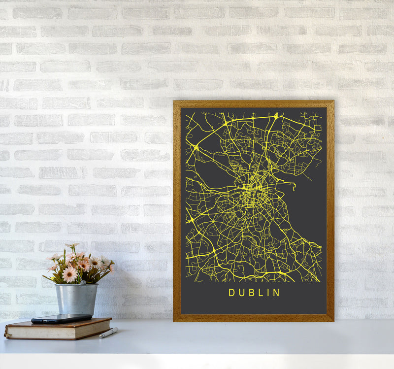 Dublin Map Neon Art Print by Pixy Paper A2 Print Only