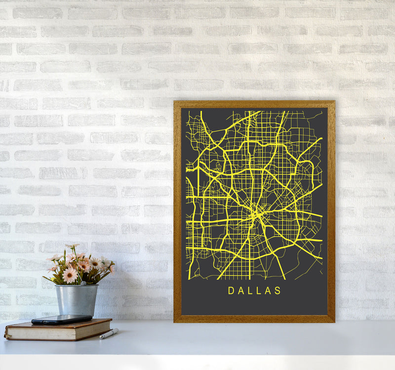 Dallas Map Neon Art Print by Pixy Paper A2 Print Only