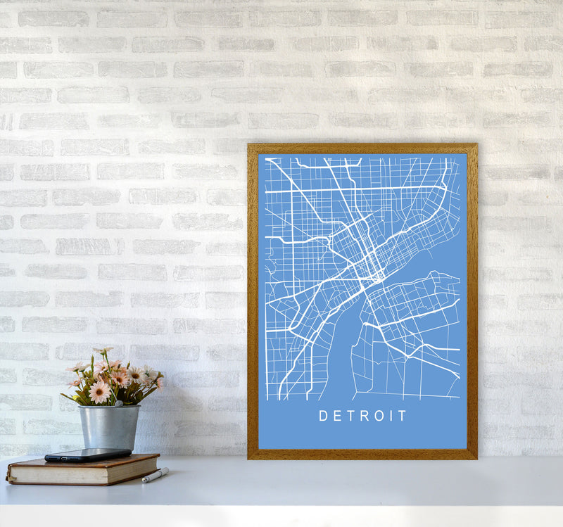 Detroit Map Blueprint Art Print by Pixy Paper A2 Print Only