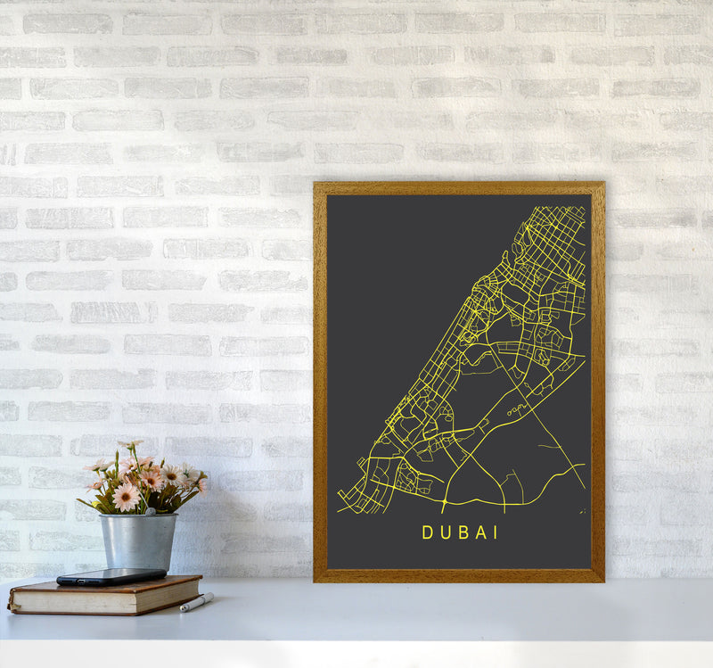 Dubai Map Neon Art Print by Pixy Paper A2 Print Only