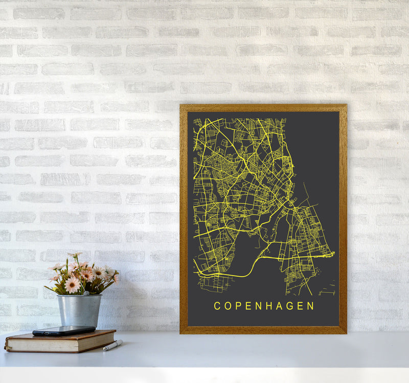 Copenhagen Map Neon Art Print by Pixy Paper A2 Print Only