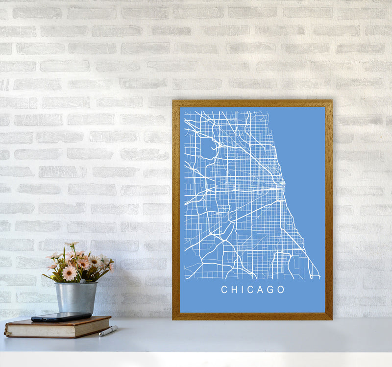 Chicago Map Blueprint Art Print by Pixy Paper A2 Print Only