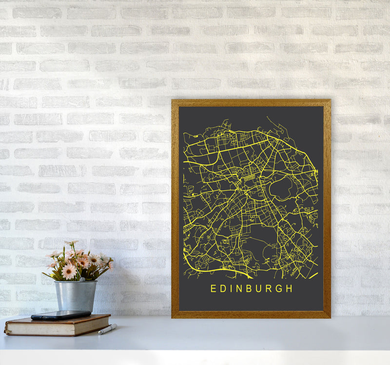 Edinburgh Map Neon Art Print by Pixy Paper A2 Print Only
