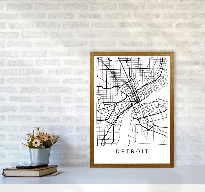 Detroit Map Art Print by Pixy Paper A2 Print Only