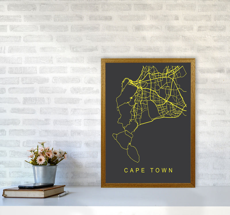 Cape Town Map Neon Art Print by Pixy Paper A2 Print Only