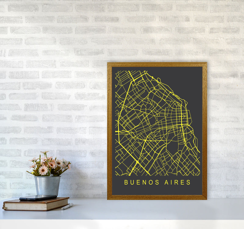 Buenos Aires Map Neon Art Print by Pixy Paper A2 Print Only