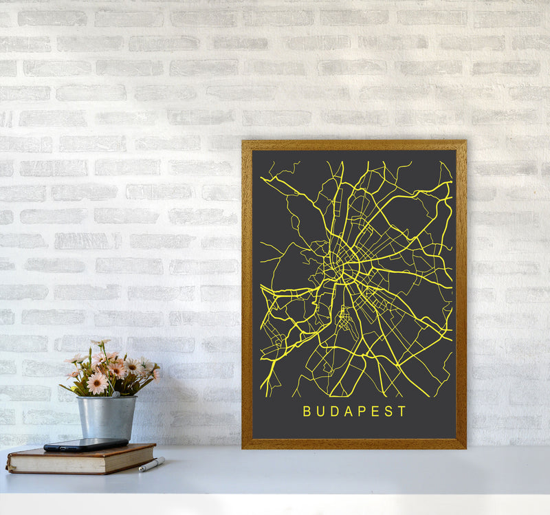 Budapest Map Neon Art Print by Pixy Paper A2 Print Only