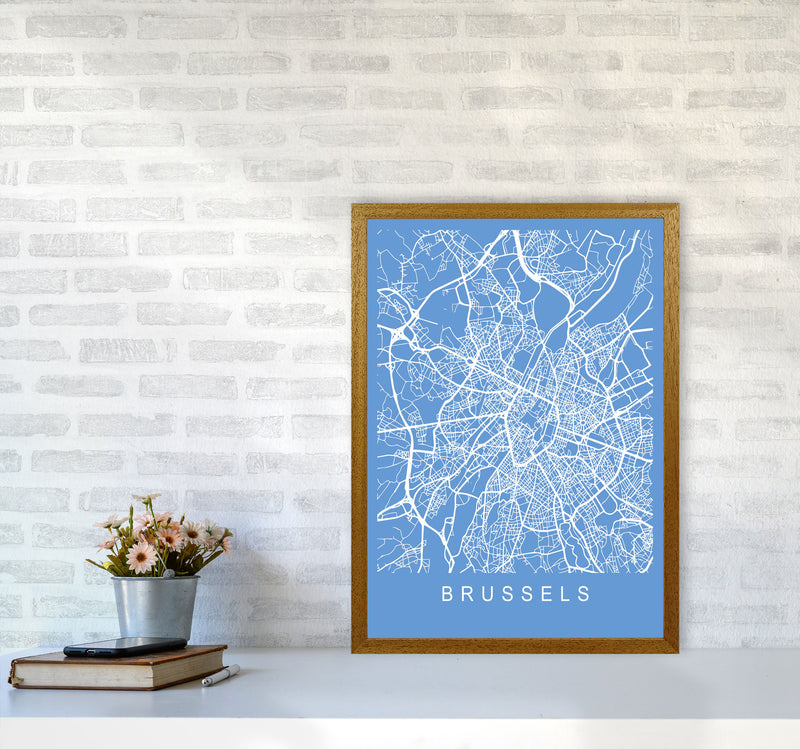 Brussels Map Blueprint Art Print by Pixy Paper A2 Print Only