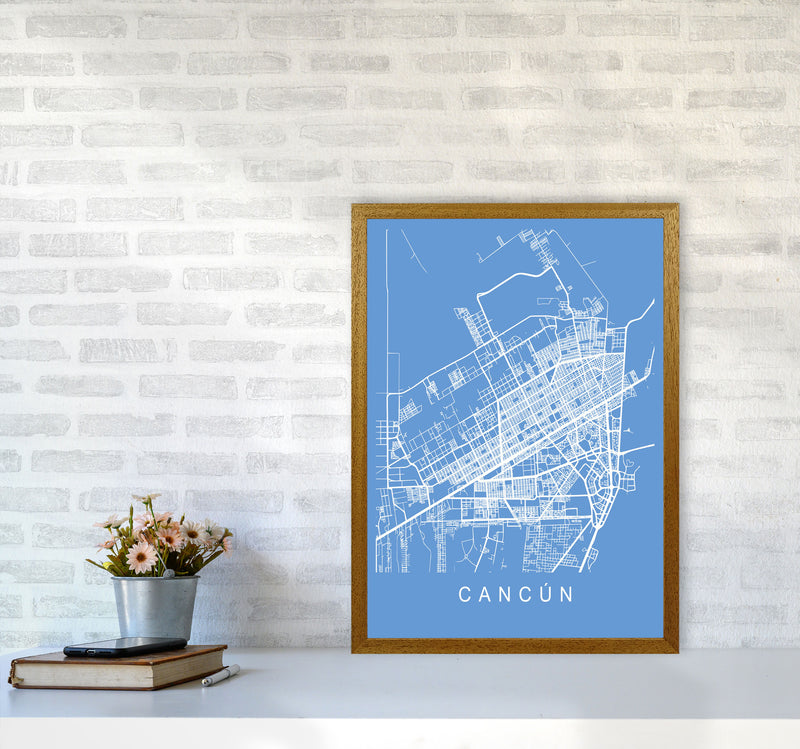 Cancun Map Blueprint Art Print by Pixy Paper A2 Print Only
