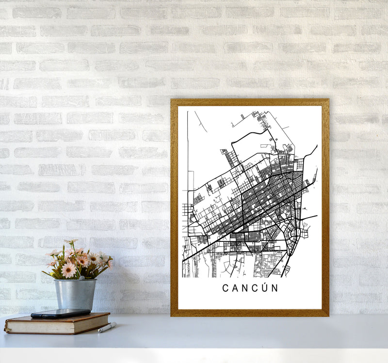 Cancun Map Art Print by Pixy Paper A2 Print Only