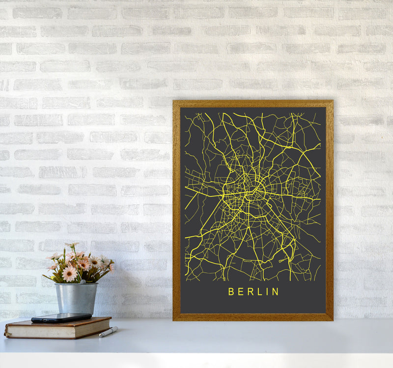 Berlin Map Neon Art Print by Pixy Paper A2 Print Only