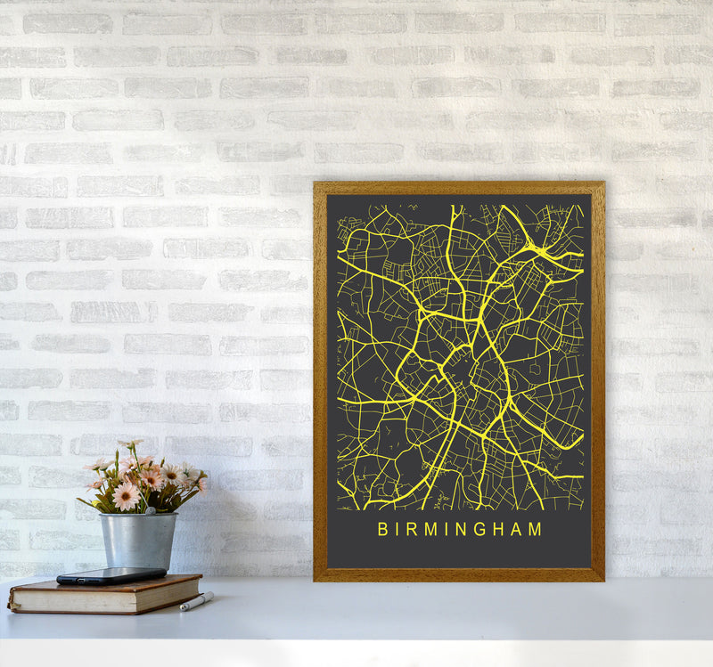 Birmingham Map Neon Art Print by Pixy Paper A2 Print Only