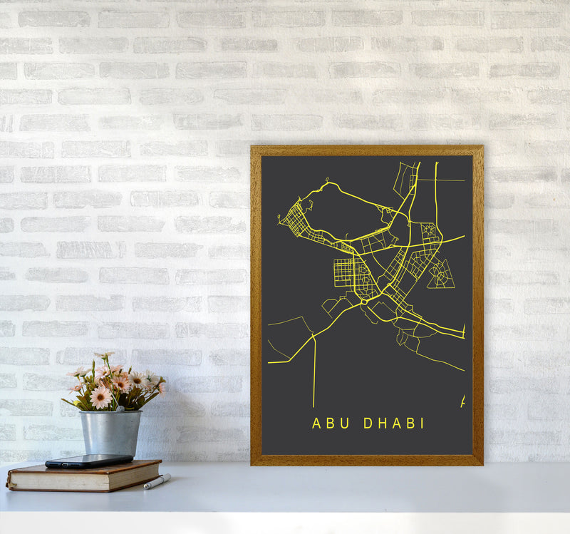 Abu Dhabi Map Neon Art Print by Pixy Paper A2 Print Only