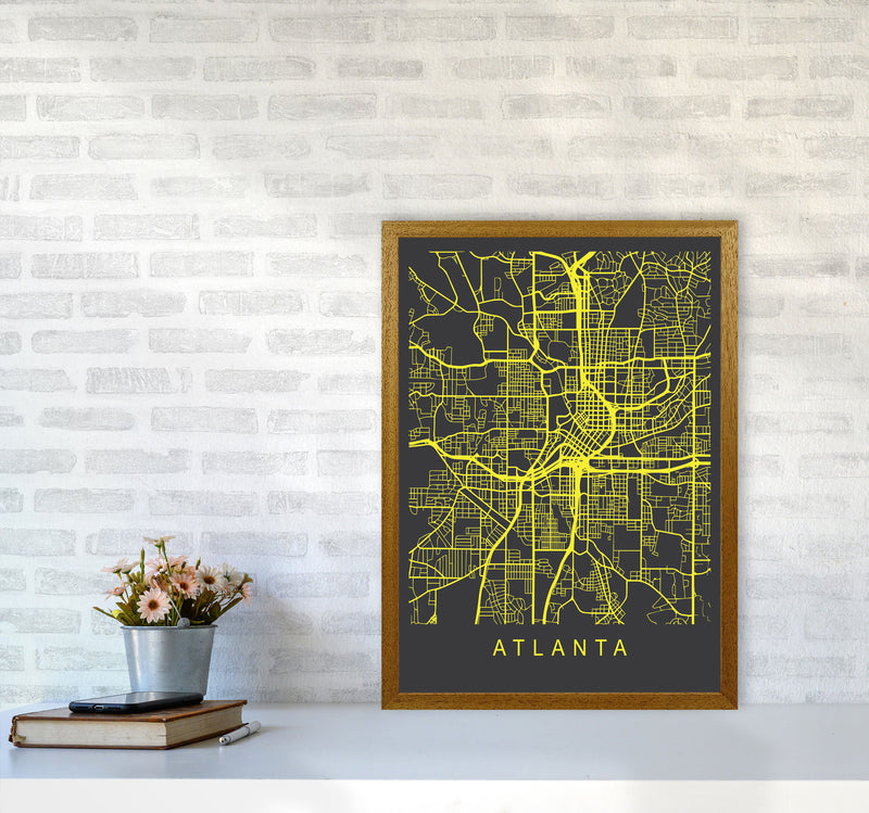 Atlanta Map Neon Art Print by Pixy Paper A2 Print Only