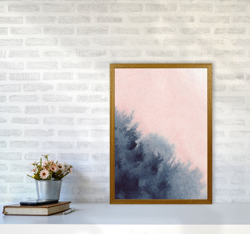 Sand Pink and Navy Watercolour 03 Art Print by Pixy Paper A2 Print Only
