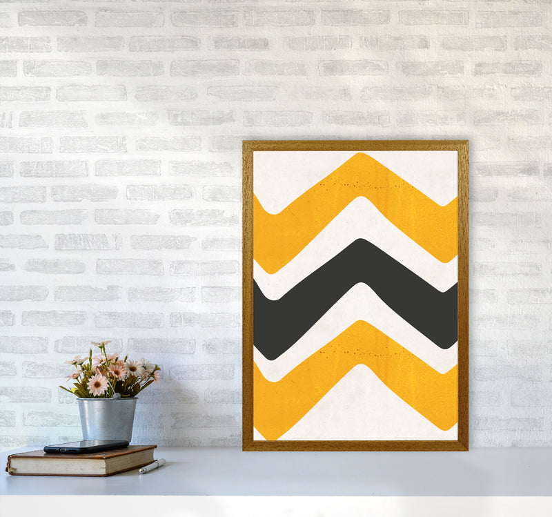 Zig zags mustard Art Print by Pixy Paper A2 Print Only