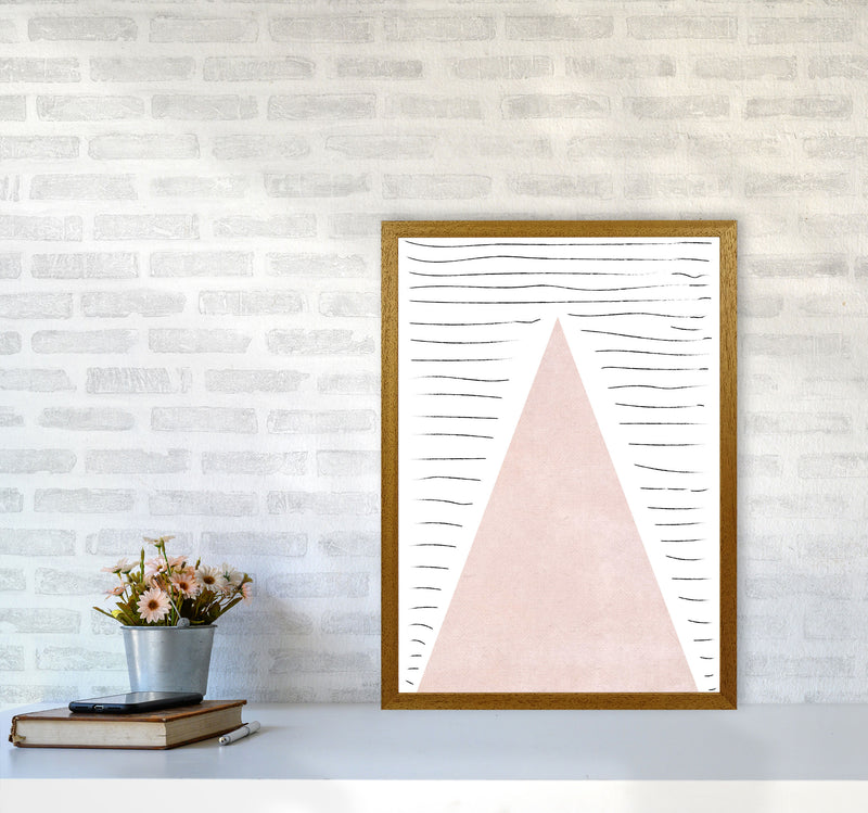 Mountains lines pink cotton Art Print by Pixy Paper A2 Print Only