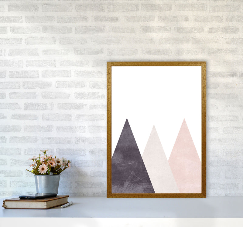 Mountains pink cotton Art Print by Pixy Paper A2 Print Only