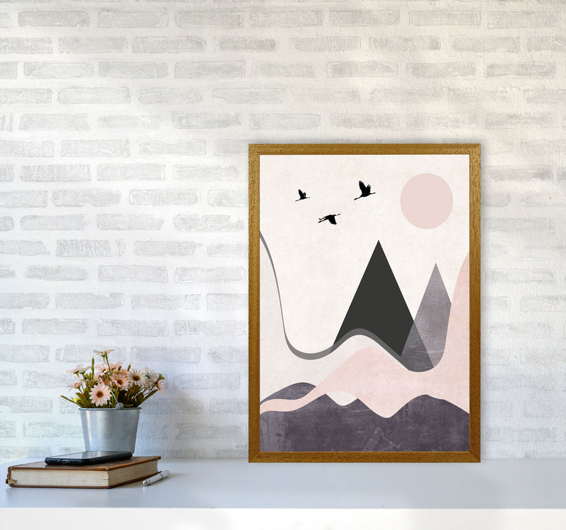 Hills and mountains pink cotton Art Print by Pixy Paper A2 Print Only