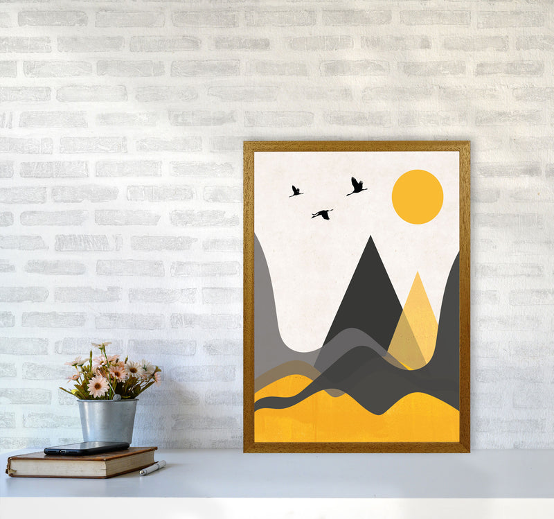 Hills and mountains mustard Art Print by Pixy Paper A2 Print Only