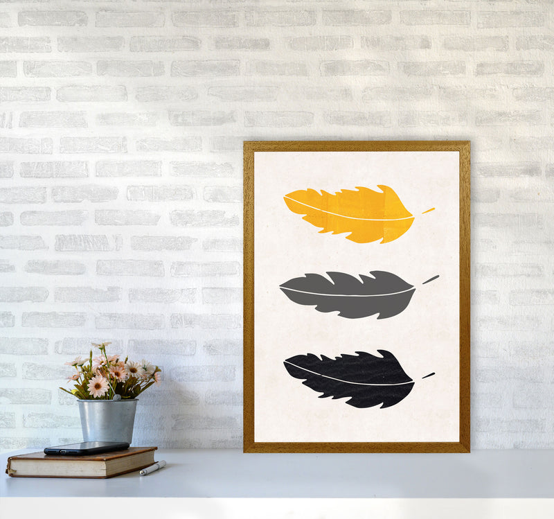 Feathers Mustard Art Print by Pixy Paper A2 Print Only