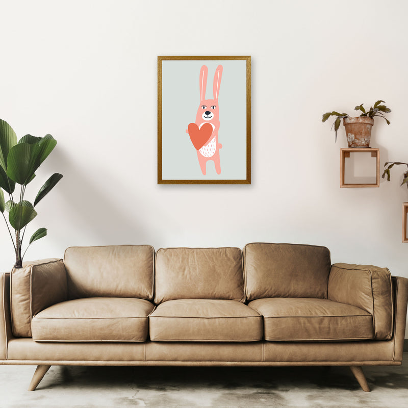 Bunny with heart Neutral kids Art Print by Pixy Paper A2 Print Only