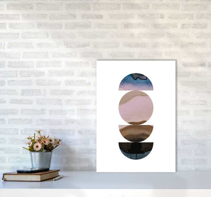 Abstract Circles White Background Modern Print A2 Black Frame