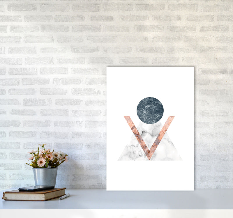 Marble Triangle Abstract Modern Print A2 Black Frame