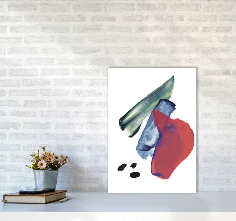 Red And Blue Mixed Watercolour Abstract Modern Print A2 Black Frame