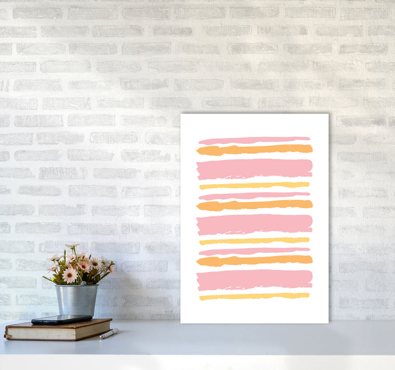 Pink Contrast Abstract Stripes Modern Print A2 Black Frame