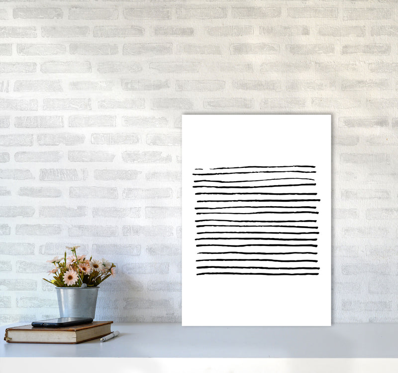 Black Zebra Lines Abstract Modern Print A2 Black Frame