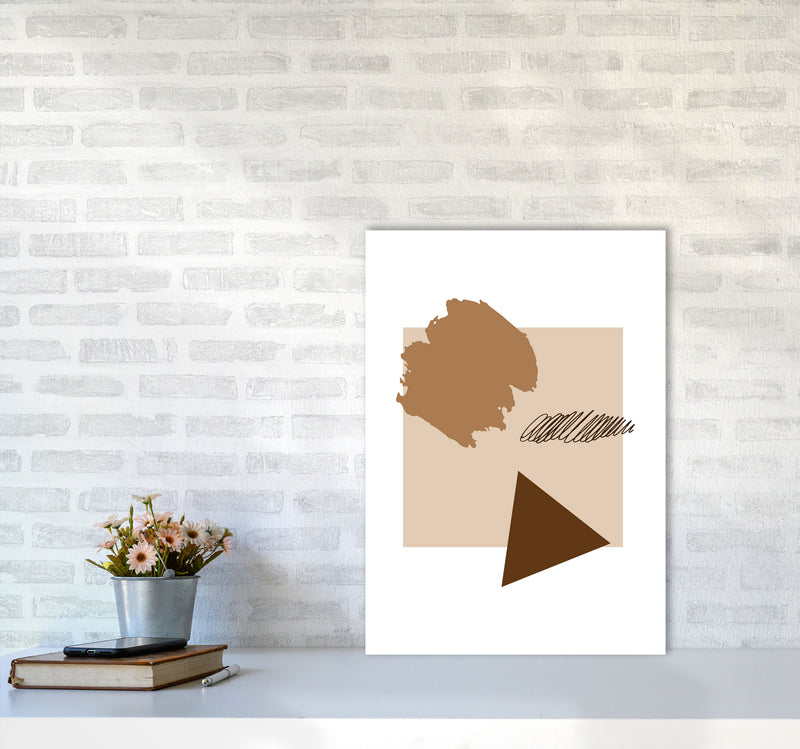 Taupe Square Mismatch Abstract Modern Print A2 Black Frame