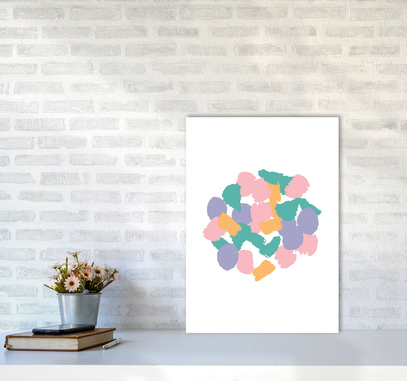 Pink Abstract Paint Splodge Modern Print A2 Black Frame