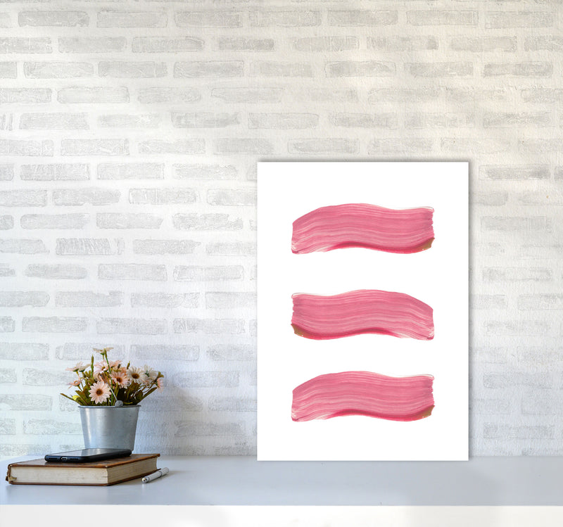 Light Pink Abstract Paint Strokes Modern Print A2 Black Frame